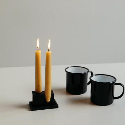 Black Candle Holder & Falcon Enamel Mug Set
